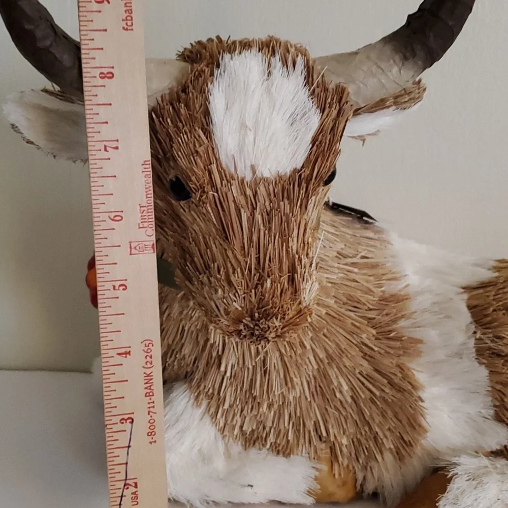 Vintage Pier 1 Fall Hank The Longhorn Farm Straw Animal